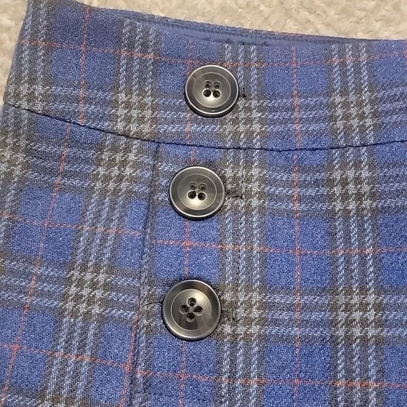 Vtg Y2K Gap Skirt Blue Plaid Wool Blend Mini School Tartan - Picture 2 of 5